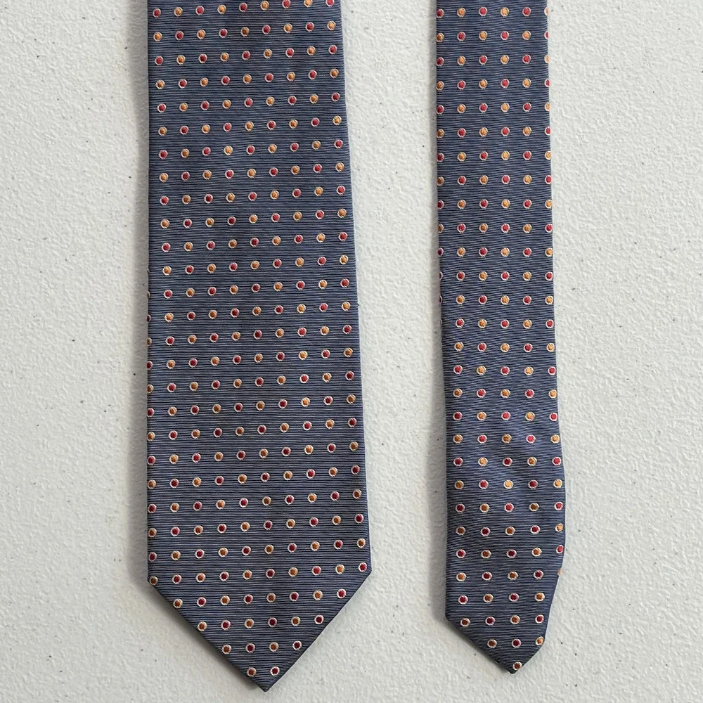 Boss Hugo Boss Necktie Mens Silk Italy Geometric Pattern Dotted Gray Multicolor